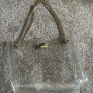 Elegant Clear Shoulder Bag with Gold Chain
